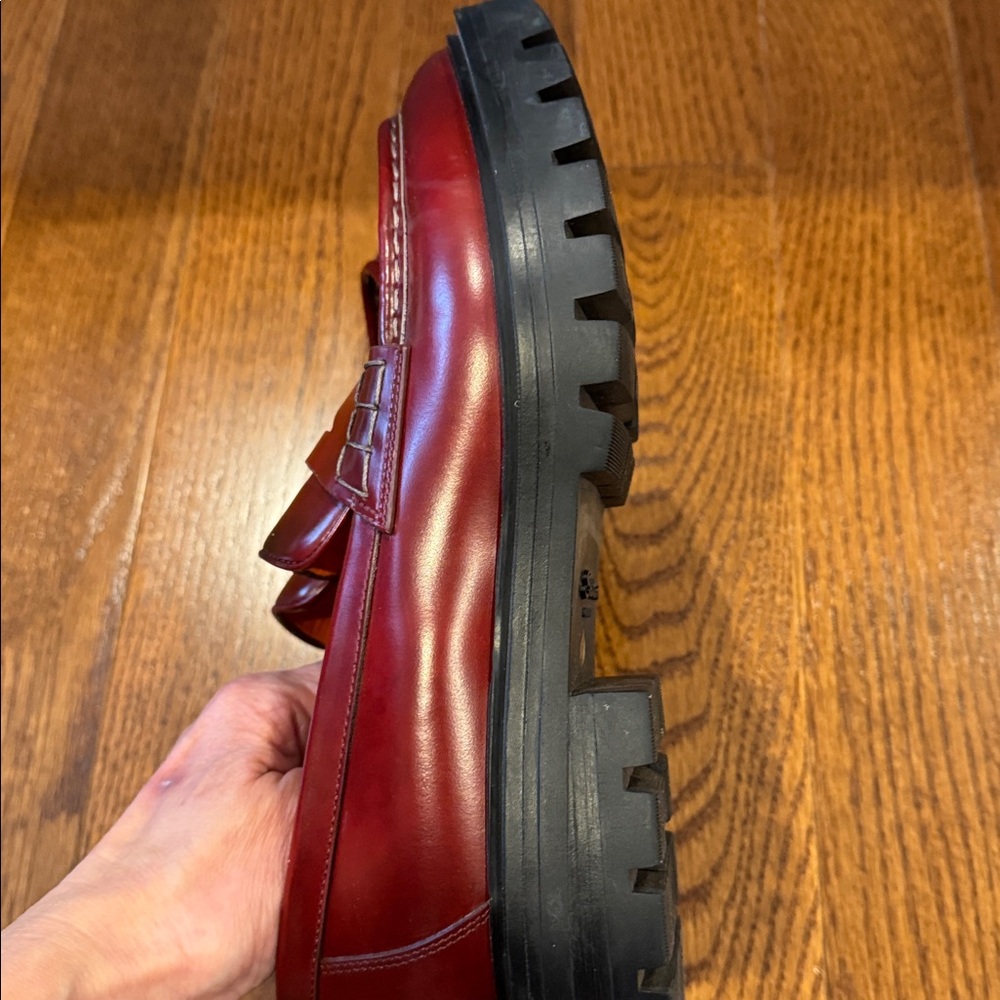 Santoni Woman’s Red Penny Loafers - Picture 8 of 17